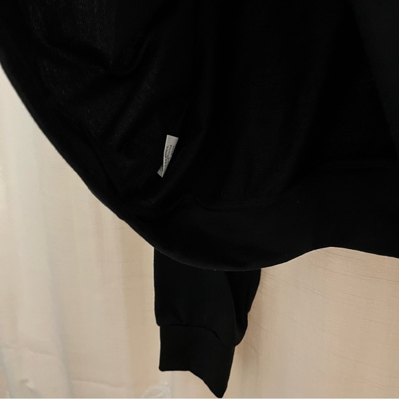 Black Cropped Drop Sleeve Zip Hoodie - Picture 8 of 10
